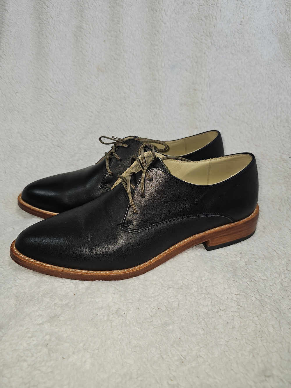 NISOLO Black Leather Lace Up Everyday Oxford Dress Shoes Size: 7.5 - Picture 7 of 14